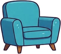 a blue chair with a wooden legs.jpg